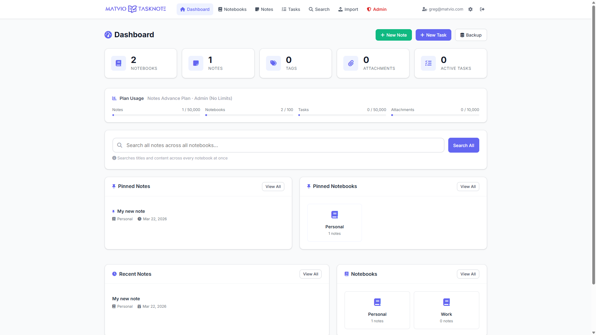 Tasknote interface preview